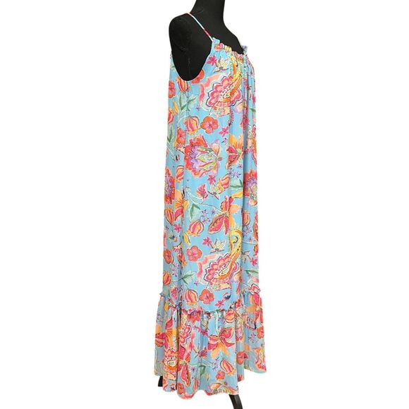 NICOLE MILLER Watercolor Paisley Maxi Floral Strappy Sundress Dress Sz S - Picture 4 of 9
